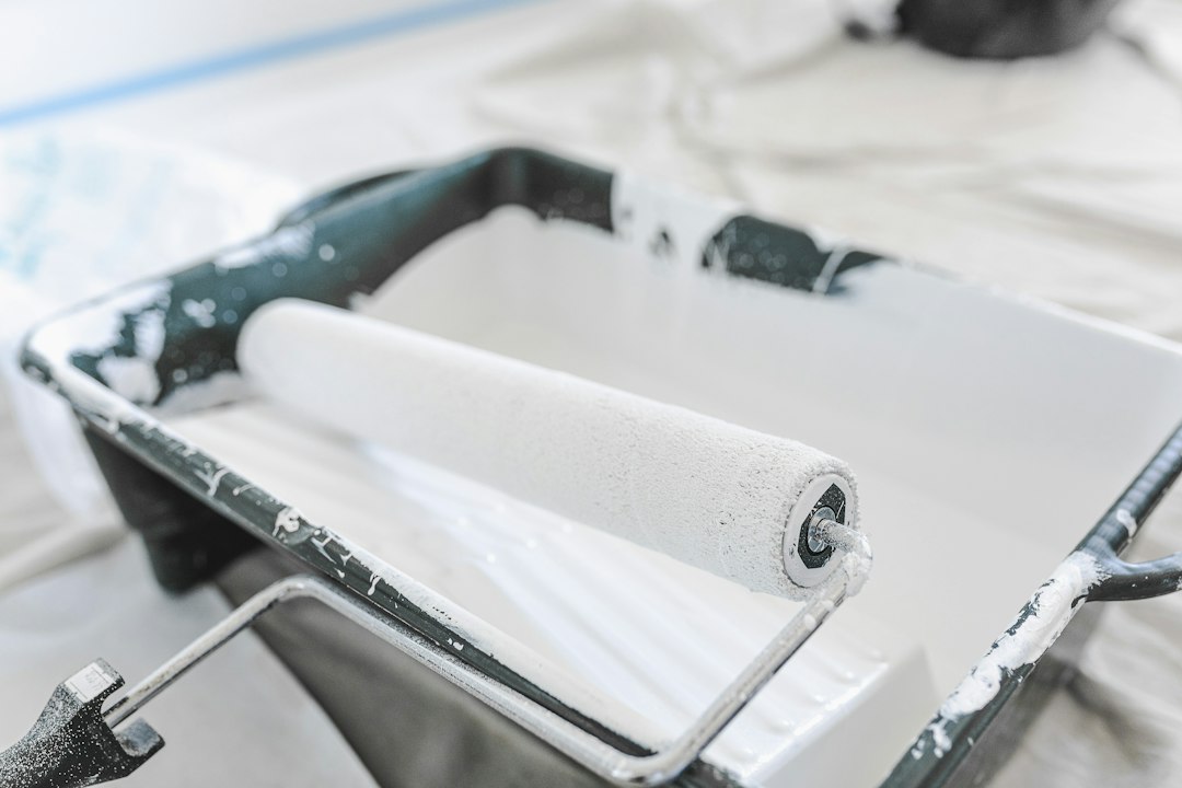 A close up of a paint roller on a paint roller in Riverside, CA
